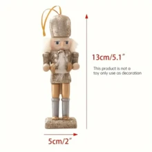 5-Piece Rustic Nutcracker Ornament Set, Glittering Wooden Soldier, Classic Christmas Tree Charms, Festive Holiday Decorations, No Feathers, No Power Required. Home Decor Christmas Decorations Room Decor Winter Christmas Decorations Home Christmas Gifts Christmas Decor - Gold - View 5