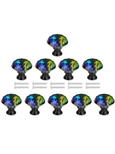 10 Stücke/5 Stücke Regenbogen transparente schwarze Knaufgriffe, geeignet für Schränke, Kommoden, Schubladen, Kleiderschränke und Bücherregale, Heim- oder Bürodekoration