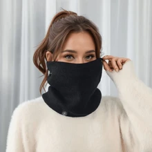 Men's Knitted Fleece Neck Warmer Scarf, Windproof Cycling Neck Gaiter For Fall & Winter