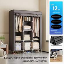 1pc Multi-Layer Simple Wardrobe, Home Entrance Dorm Rental House Combination Metal Coat Rack Hanger Storage Shelf