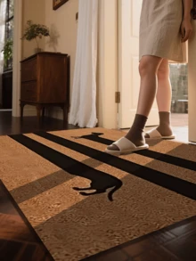 1pc Playful Dachshund Striped Doormat, Minimalist Dachshund Silhouette Doormat, Dachshund Fun Rug, Easy To Clean Durable, New Arrival Hot Selling, Suitable For Living Room, Entryway, Bedroom, Indoor Entrance, Rug, All Season, Best Seller, Unique Home Decor