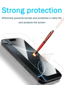 6Pcs Tempered Glass Compatible With IPhone 17 16 15 14 13 12 11 Pro Max Air X XS XR Mini 7 8 14 Plus Screen Protector Compatible With IPhone 14 15 Pro Max Glass - Clear - View 2