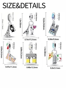 1Count Landmark Building Series Pendants, Camera Tower, Love And Freedom Journey, Notre Dame Cathedral, Colosseum, Arc De Triomphe, Italy Suitable For Women's DIY Bracelets, Necklaces And Other Jewelry Making Pendants, Suitable For Men And Women Jewelry Gifts; Holiday Gifts