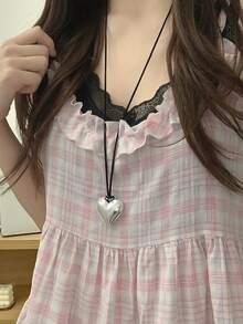 2025 Summer New Plaid Versatile Women Casual Minimalist Camisole - Pink - View 5