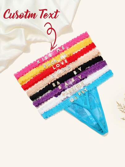Custom Name Thong Sexy Panties With Crystal Letter Lingerie Custom Underwear Personalized Rhinestone Panties Bridal Gift Women's Intimates