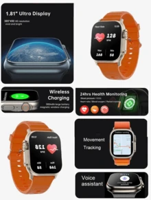 New Series 8 Ultra Watch 2 Waterproof Wireless Sports Smart Watch T800 - 橘色 - 查看 9