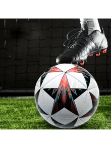 1pc No. 2 Pentagram Style Football, A Durable Football For Outdoor Training And Recreation, Backyard, Park And Beach Kicking - Red Star - View 2
