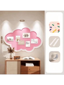 粉色云形公告板 - 聚酯毡墙面装饰，带有可爱的兔子图案，椭圆形信息和照片展示，适用于创意卧室或客厅装饰，照片展示板 | 现代公告板 | 软公告板，卧室墙壁海报