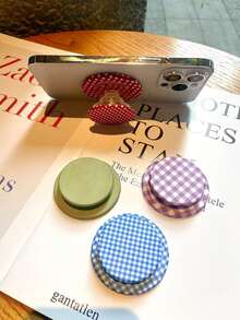 纯色格子图案磁性手机支架适用于 、Android 手机，生日、家人、朋友礼物推拉式手机握把手机配件 - 彩色 - 查看 2