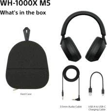 Fones de ouvido supra-auriculares sem fio Sony WH-1000XM5 com cancelamento de ruído premium, Bluetooth, qualidade de chamada nítida, áudio de alta resolução, bateria com duração de até 30 horas, inclui capa rígida, iOS e Android - Preto - Preto - Ver 4