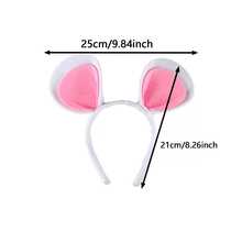 1pc Cute Cartoon Mouse Ear Headband For Women, Soft Headband Suitable For Party And Washing Face, Animal Ear Hair Band, Cosplay Accessory, Great For Halloween, Christmas, New Year Party, "Party C-Position Accessory" Style Photo Prop, Comfortable, Lightweight, Fluffy Pink And Black & White Mouse Ear Hair Clip, Suitable For Birthday Party, Performance And Festivals