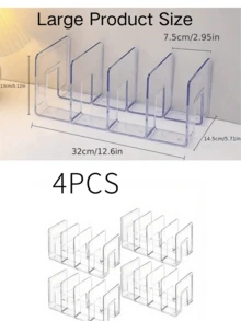 4pcs Transparent Wardrobe Storage Bags, Detachable Closet Organizer Shelves For Bedroom, Bathroom, Office, Space-Saving Storage Racks, Car Storage Drawers, Suitable For Clothes, Socks, Underwear, Desk File And Bookshelf, Great For Back To School - Clear - View 17
