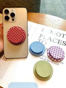 纯色格子图案磁性手机支架适用于 、Android 手机，生日、家人、朋友礼物推拉式手机握把手机配件 - 彩色 - 查看 7