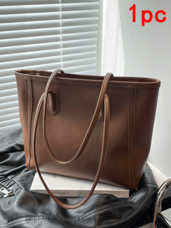 1 قطعة، متعددة الاستخدامات، أنيقة، جذابة للغاية، تصميم فريد، حقيبة يد بسيطة، حقيبة كتف، قماش بولي يوريثان، متوفرة بألوان متعددة، حقيبة كبيرة السعة، حقيبة مربعة، مناسبة للنساء للتنقل اليومي والخروج للتسوق واللعب