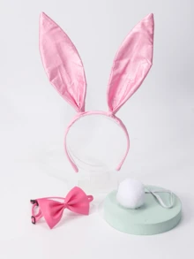 3 件性感兔女郎服装套装 - 头带、蝴蝶结、尾巴，适合化妆舞会、万圣节、日常角色扮演、酒吧和夜总会表演 - 粉色 - 查看 11