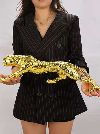 Scultura di lusso in oro/argento a forma di leopardo, statua moderna di pantera per la decorazione della casa, elegante statuetta di ghepardo, decorazione artistica per animali per soggiorno, ufficio, scaffali e tavoli, perfetta per decorazioni artistiche per matrimoni, regali per la festa della mamma