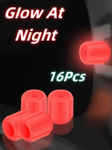 16PCs Glow In The Dark Tire Valve Stem Caps - ABS Plastic Air Cap Cover For Cars, Trucks, Bikes - Green, Blue, Pink, Glowing Red In The Dark - Round, Durable And Stylish Accessories For Increased Nighttime Visibility | Vibrant Valve Covers | Lightweight Plastic Cap, Tire Valve Stem Caps - Multicolor - View 16