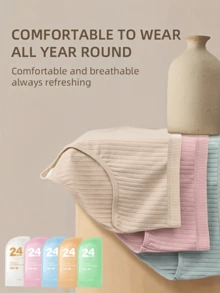 5条/包 - 一次性女士条纹内裤，独立包装抗菌旅行内裤，无菌旅行内裤，柔软亲肤，色彩鲜艳，适合旅行、休闲、商务出行和日常活动