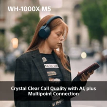 Fones de ouvido supra-auriculares sem fio Sony WH-1000XM5 com cancelamento de ruído premium, Bluetooth, qualidade de chamada nítida, áudio de alta resolução, bateria com duração de até 30 horas, inclui capa rígida, iOS e Android - Preto - Preto - Ver 9