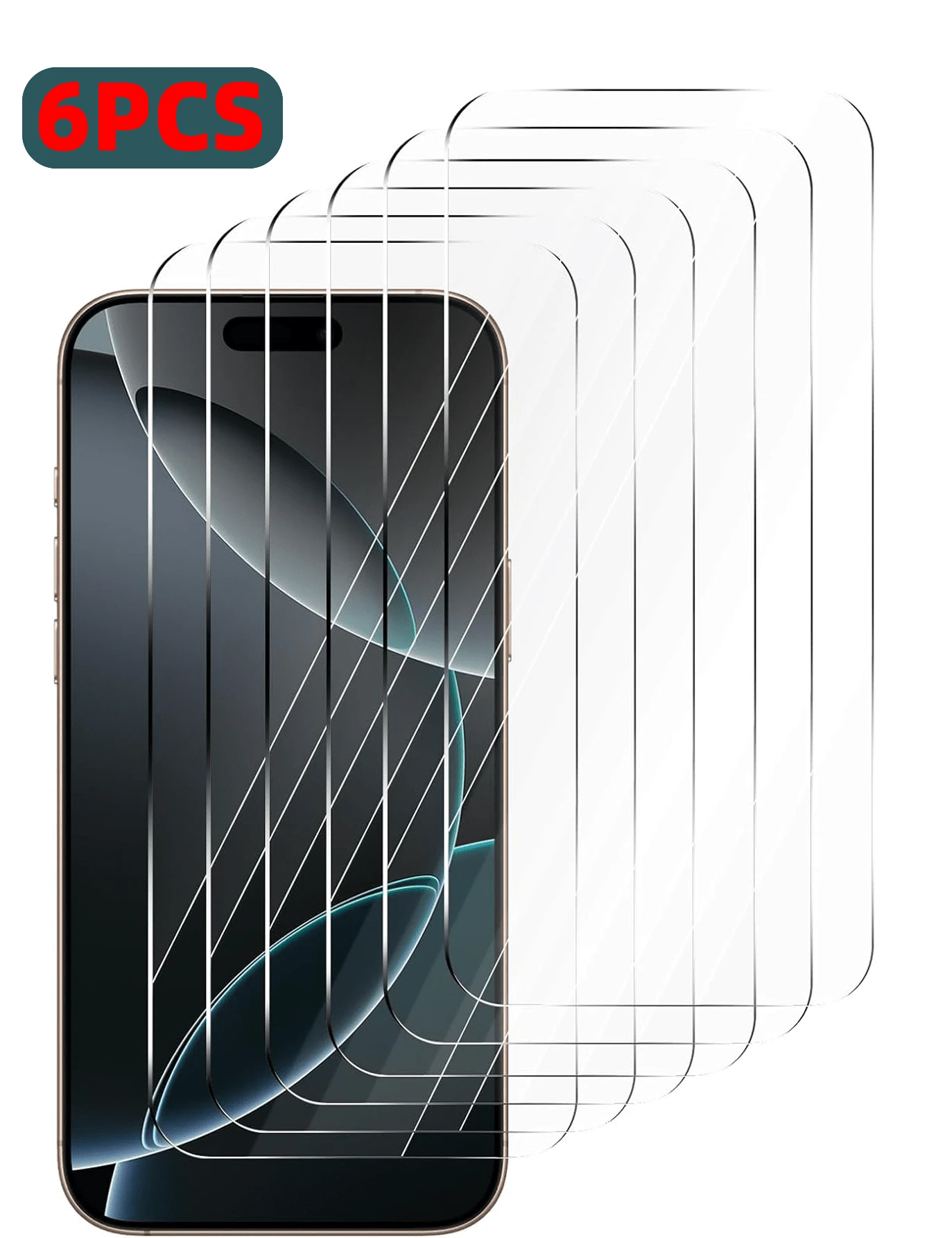 6Pcs Tempered Glass Compatible With IPhone 17 16 15 14 13 12 11 Pro Max Air X XS XR Mini 7 8 14 Plus Screen Protector Compatible With IPhone 14 15 Pro Max Glass - Clear - View 1