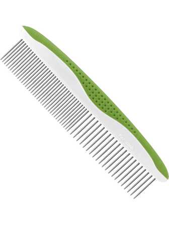 Peine para perros y gatos - Elimina enredos, nudos y pelo enmarañado - Herramienta de aseo con dientes de acero inoxidable y mango antideslizante - Mejor peine para el kit de aseo en el hogar