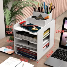 4-Tier File Storage Rack Desk Organizer File Rack Office Sorting File Holder - 白色 - 查看 3