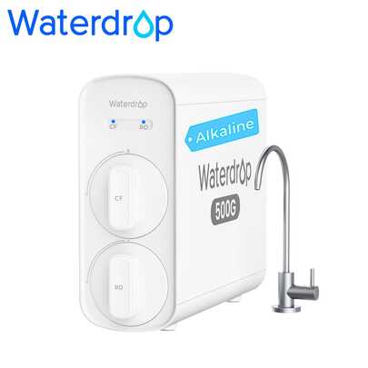 Filtr do wody Waterdrop G5P500A Alkaliczny, mineralny, pH+, odwrócona osmoza, certyfikat NSF/ANSI 372, 8-stopniowy system odwróconej osmozy, system filtracji wody RO 500G, czystość 2:1 do odpływu, redukcja TDS