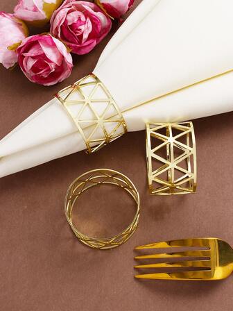 4-100pcs Gold Napkin Rings, Elegant Napkin Holders For Table Setting, Suitable For Weddings, Luncheons, Christmas, Thanksgiving, Dinners, Parties, Buffets