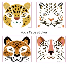 4件套时尚化妆舞会动物发带发卡道具批发豹纹发带豹纹猫耳朵发孔套装适合派对穿着化妆舞会穿着节日礼物生日礼物豹纹耳朵三件套+豹纹脸贴豹纹耳朵三件套+咖啡星纱裙舞会万圣节 - 彩色 - 查看 21