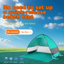 Beach Tent Sun Shelter, Beach Tent Easy Pop Up,Block Up To 98% Of The Sun'S Harmful Uv Rays, Windproof And Ventilated,With Carrying Bag And 6 Ground Pegs For Family Outdoor Adventures, Camping, Picnics, Parks, Lakes, Hiking And Weekend Trips,Ect - 綠色 - 查看 7