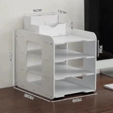 4-Tier File Storage Rack Desk Organizer File Rack Office Sorting File Holder - 白色 - 查看 5