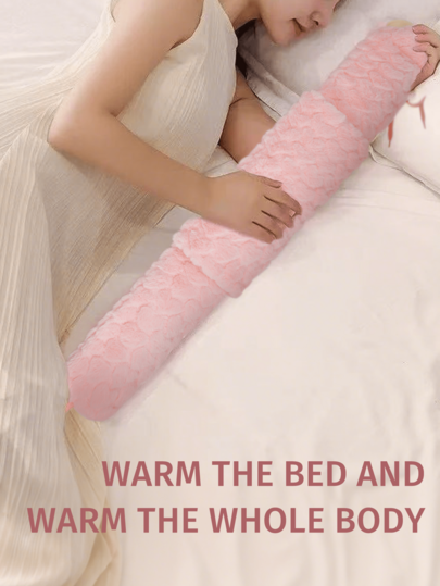 1pc 2000ml Long-Shaped Hot Water Bag, Water-Filling Hand Warmer, , Anti-Explosion, Winter Warm Supplies For Hot Therapy Warm Girls Hot Compress, Warm Belly,Warm Shoulders, Warm Waist (Due To Different Batches, The Lines And Colors Of The Inner Liner May Vary. We Apologize For Any Inconvenience Caused,Silk Ribbon Fabric Cover, Rib Color, Design Randomly Assorted) ﻿ ﻿