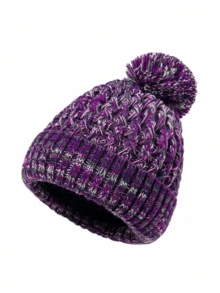 1pc Colorful Stylish Women's Knitted Beanie Hat, Multi-Color Options, Fashionable & Warm, Suitable For Daily Use And Christmas - Colorful Single Ball Knitted Hat - View 13