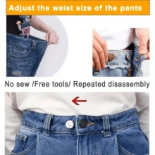 4件/6件/10件牛仔裤替换纽扣腰部免钉牛仔裤纽扣，银色字母腰扣多功能可拆卸塔扣牛仔裤裙腰部调整尺寸变化牛仔裤固定扣，免钉可拆卸牛仔裤纽扣替换套装，无需缝纽扣 - 彩色 - 查看 3