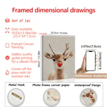 1pc Rural Santa Claus Reindeer, Canvas Wall Art Print, Farmhouse Christmas Canvas Wall Art Decoration, Christmas, Wall Arts, Posters, Wall Art With Frame - Canvas (Optional Frame) Home Decor Christmas Decorations Room Decor