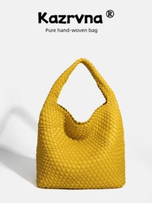 1 件休闲素食皮革女式手提包顶部提手单肩包大容量软手提包编织手提包女士钱包