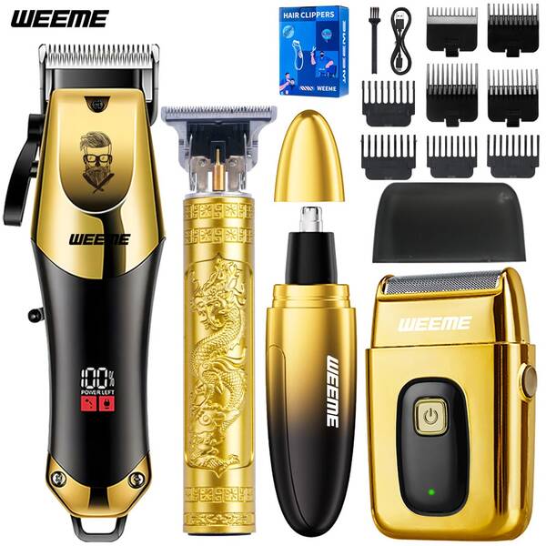 WEEME WEEME 4pcs/3pcs/1pc Men's Electric Grooming Set – Includes Cordless Hair Clipper, Engraving Scissors, Precision Beard Trimmer, Nose Hair Trimmer & Electric Shaver, USB Rechargeable Kit With Guide Combs, Ideal For Home Haircuts, Daily Shaving, And Full-Body Grooming