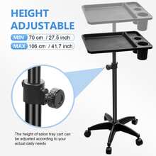 Salon Tray On Wheels, Salon Rolling Tray With Adjustable Height, Hair Stylist Tray, Suitable For Tattoo Tray And Dental Tray Rolling Tray, Salon Tray, Salon Station, Tattoo Tray, Salon Tray On Wheels, Stylist Tray - Black 158 - View 4