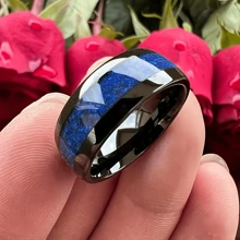 优雅男士不锈钢戒指套装，带有独特的绿苔藓 - 时尚现代的设计，适合日常佩戴或作为礼物 - 銀色 - 查看 8