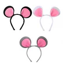 1pc Cute Cartoon Mouse Ear Headband For Women, Soft Headband Suitable For Party And Washing Face, Animal Ear Hair Band, Cosplay Accessory, Great For Halloween, Christmas, New Year Party, "Party C-Position Accessory" Style Photo Prop, Comfortable, Lightweight, Fluffy Pink And Black & White Mouse Ear Hair Clip, Suitable For Birthday Party, Performance And Festivals