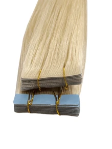 Invisible Tape In Hair Extensions Human Hair Seamless Injected Hand-Tied Pro Virgin Human Hair Tape Ins Balayage 10PCS(1#,2#,18P613#,60#) - S60 - View 5