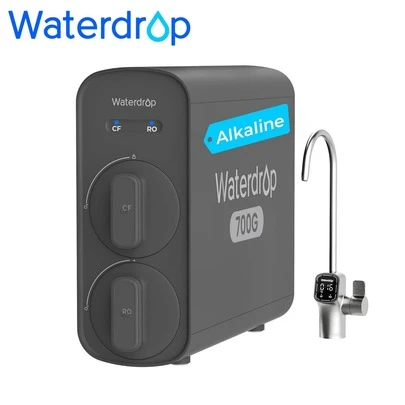 Waterdrop G5P700A Alkaline Mineral PH+ Reverse Osmosis Water Filter, NSF/ANSI 372 Certified, 700G Reverse Osmosis System, 8-Stage RO Water Filtration System, 2:1 Pure To Drain, Smart LED Faucet