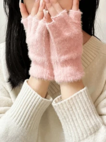 柔软保暖女士触屏手套，加厚防寒露指手套，适合户外运动、冬季骑行，情人节的绝佳礼物 - 彩色 - 查看 7