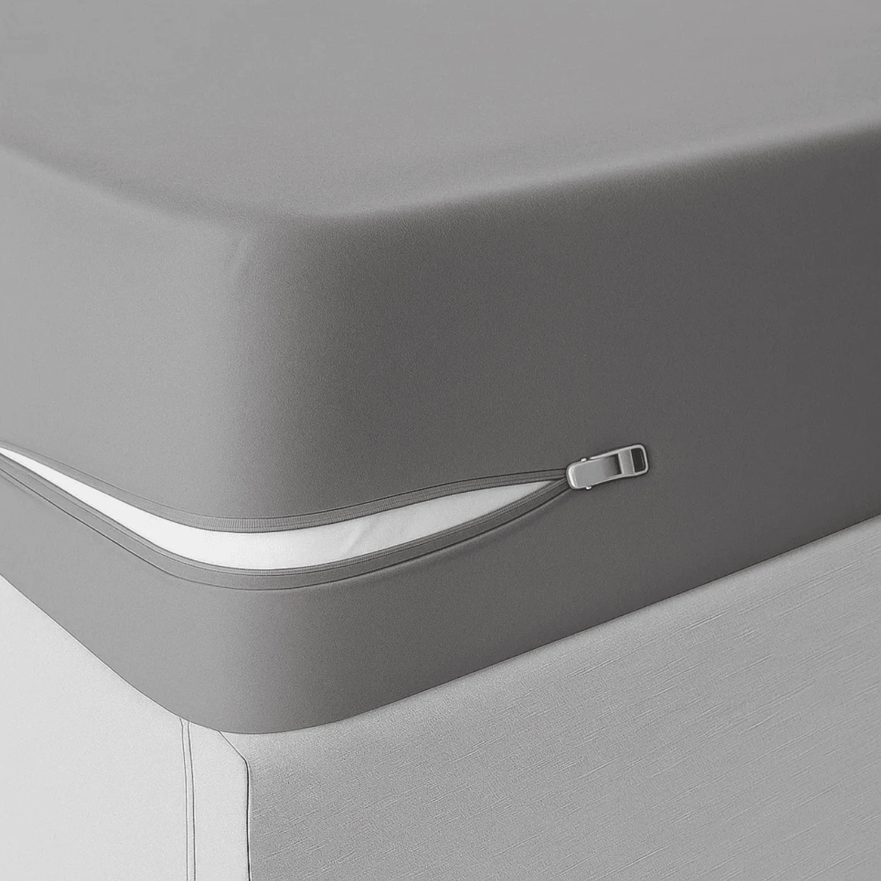 Cubre Colchón Protector Matrimonial Con Cierre protección para el colchón completa Cubre Colchón Protector con Cierre silenciosa, Lavable a máquina, Suave para Dormir cómodamente por la Noche - Gris - Ver 1