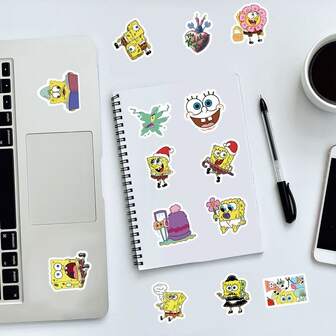 SPONGEBOB 100张可爱海绵宝宝卡通涂鸦贴纸——非常适合装饰行李箱和笔记本。这些卡通防水贴纸也可用作玩具装饰。它们是送给粉丝的理想装饰礼物，也是精彩的嘉年华礼物。