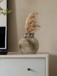 1 Peça de Azulejo Cerâmico Antigo de Pizza com Estilo Curto e Robusto, Adequado para Decoração de Arte de Hospedagem Estilo Japonês, Decoração de Vaso, Arranjo de Flores Internas de Fazenda Rural, Belo Vaso de Entrada Decoração de Atmosfera