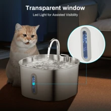 2.2L Stainless Steel Cat Water Fountain, Super Quiet Cat Bowl, Dog Water Bowl, Pet Water Dispenser, Dishwasher - Multicolor - View 6