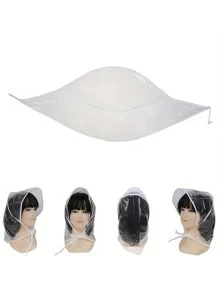 1/3/5 piezas Poncho de lluvia transparente y a prueba de agua con visera, protege el peinado, sombrero de lluvia de plástico, sombrero a prueba de viento y lluvia unisex, sombrero de lluvia portátil y conveniente