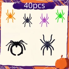 40 pièces Bague araignée Halloween, décorations en plastique d'araignée, accessoires, cadeaux de fête d'Halloween