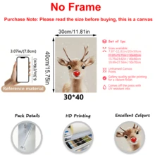 1pc Rural Santa Claus Reindeer, Canvas Wall Art Print, Farmhouse Christmas Canvas Wall Art Decoration, Christmas, Wall Arts, Posters, Wall Art With Frame - Canvas (Optional Frame) Home Decor Christmas Decorations Room Decor